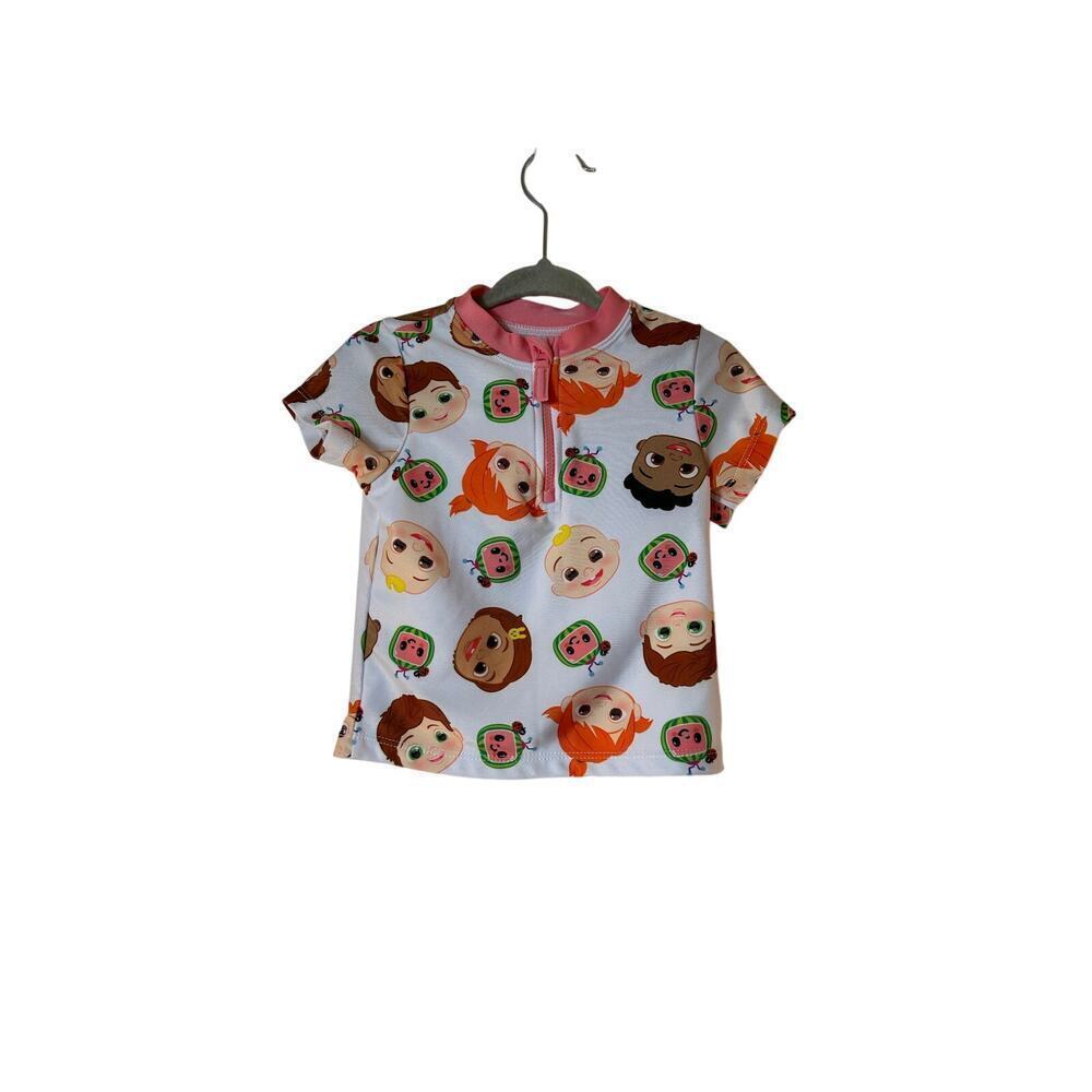 COCOMELON Girl’s Short Sleeve 1/4 Zip Swim Top / Size: 18 Months